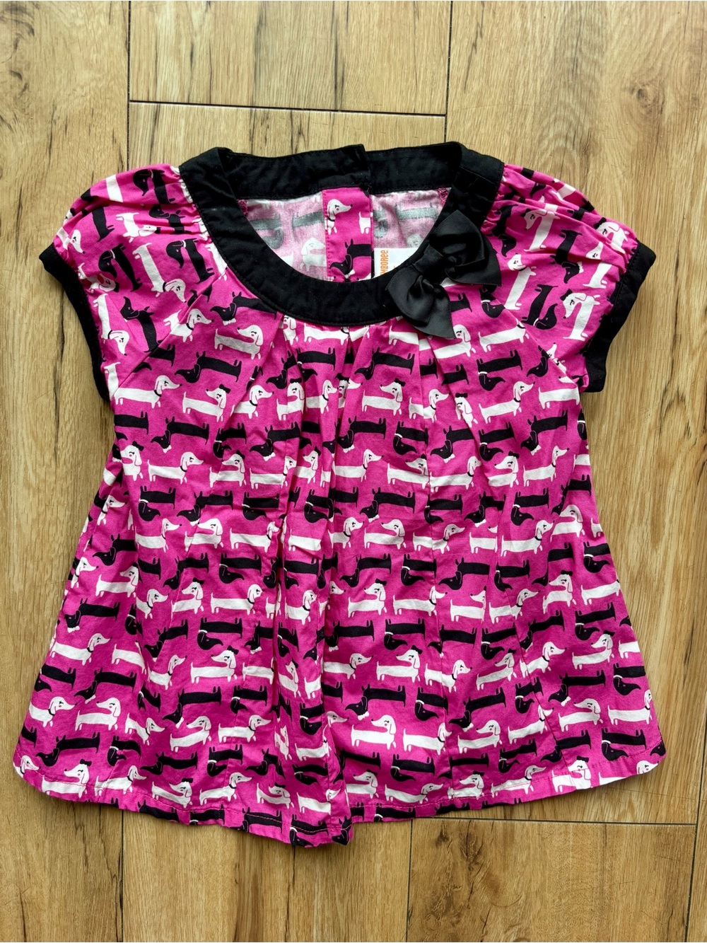 Gymboree girls toddler Pink Dachshund Print Short Sleeve Top